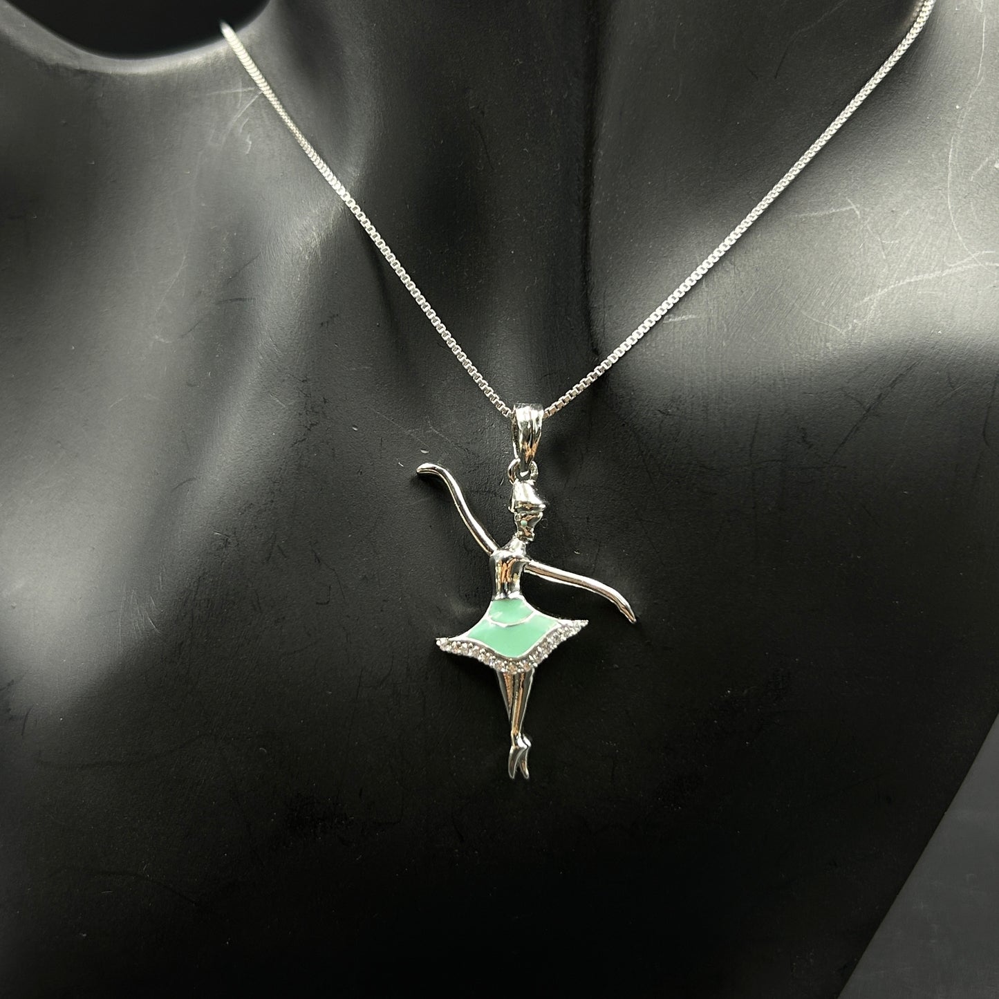 925 Silver Dancing Doll Pendant and Chain