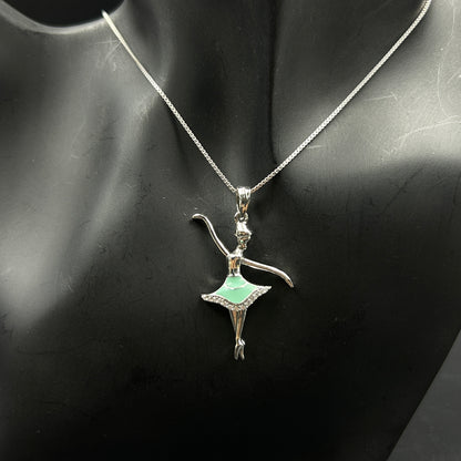 925 Silver Dancing Doll Pendant and Chain