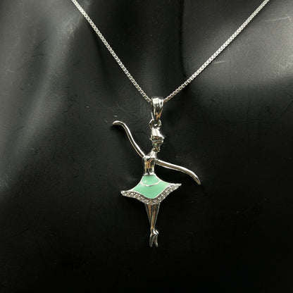 925 Silver Dancing Doll Pendant and Chain