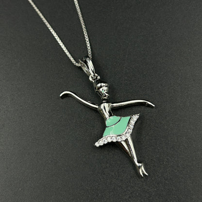 925 Silver Dancing Doll Pendant and Chain