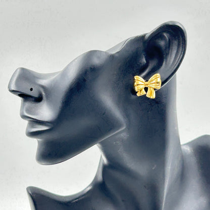 18K yellow Gold Plated Minimal BOW earrings