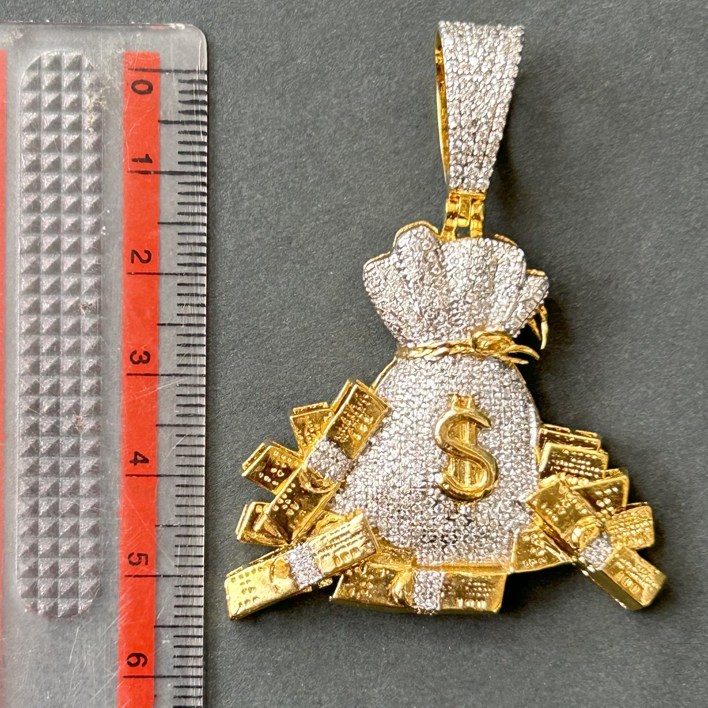 Money Bag Pendant - Silver Pendant Yellow