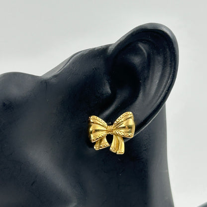 18K yellow Gold Plated Minimal BOW earrings