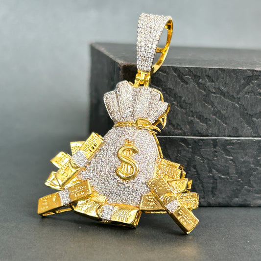 Money Bag Pendant - Silver Pendant Yellow