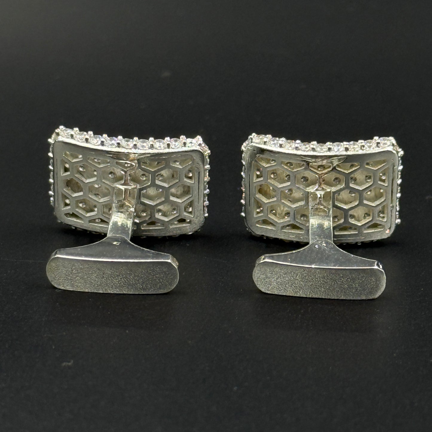 925 Sterling Silver Cufflink - White Gold Plating