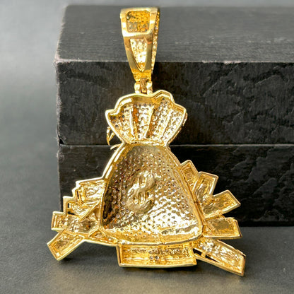 Money Bag Pendant - Silver Pendant Yellow
