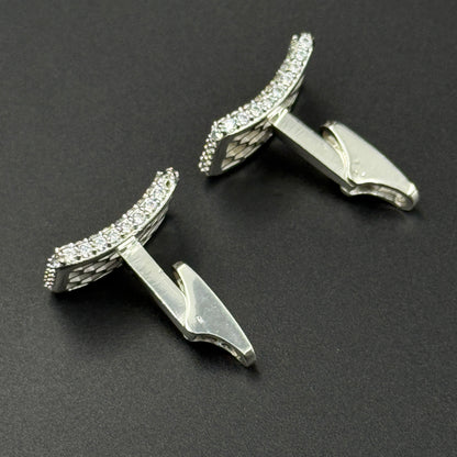 925 Sterling Silver Cufflink - White Gold Plating