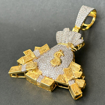 Money Bag Pendant - Silver Pendant Yellow
