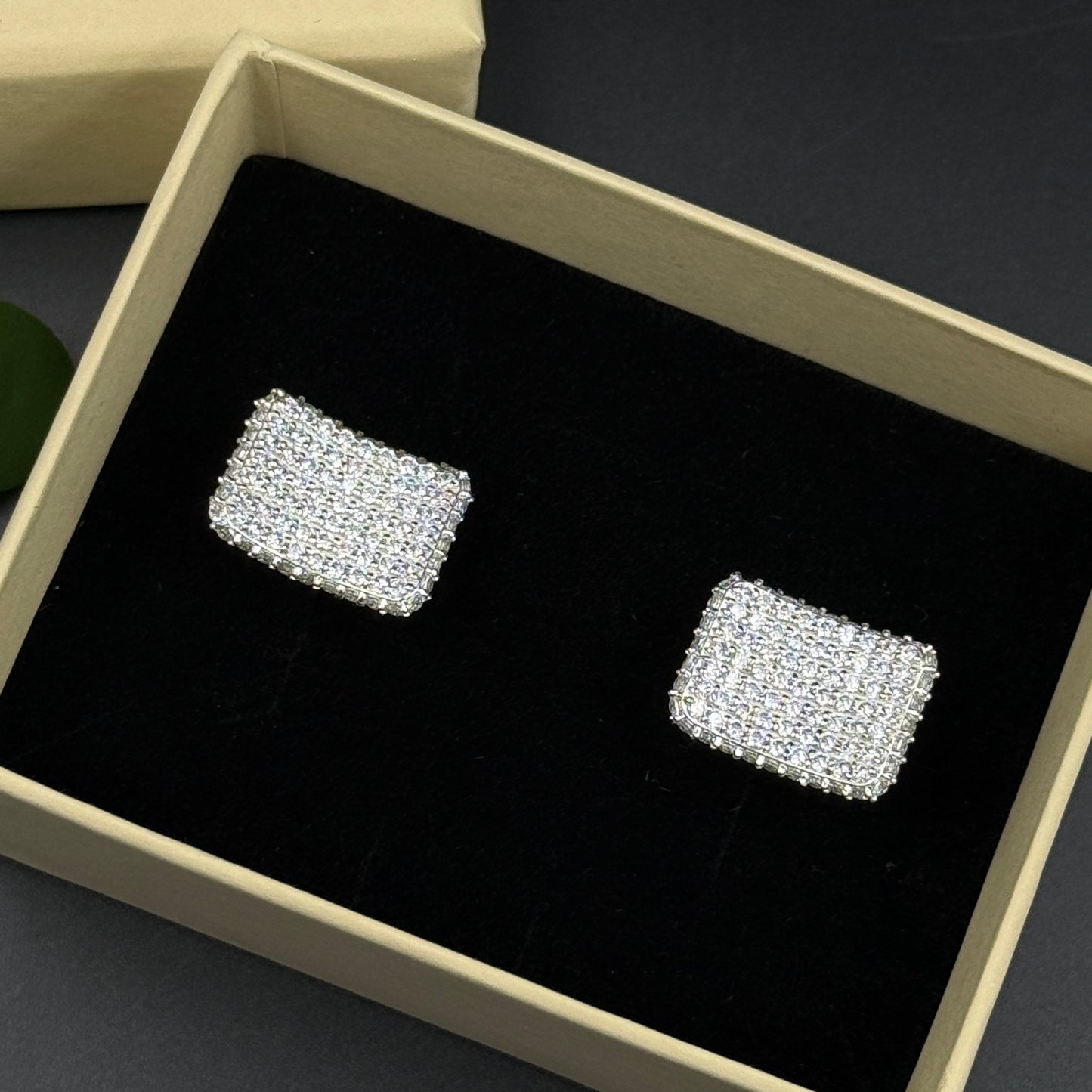 925 Sterling Silver Cufflink - White Gold Plating