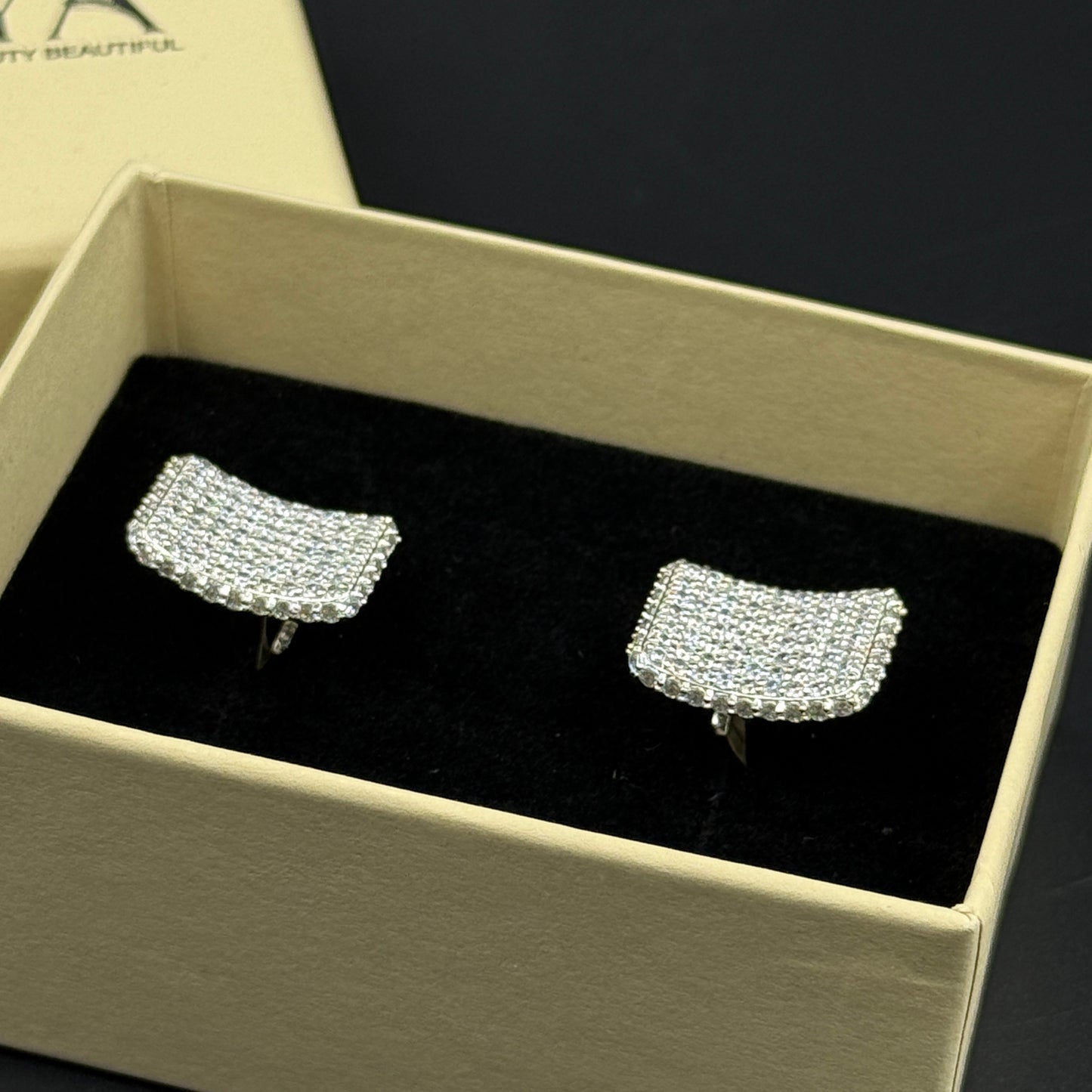 925 Sterling Silver Cufflink - White Gold Plating