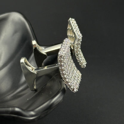 925 Sterling Silver Cufflink - White Gold Plating