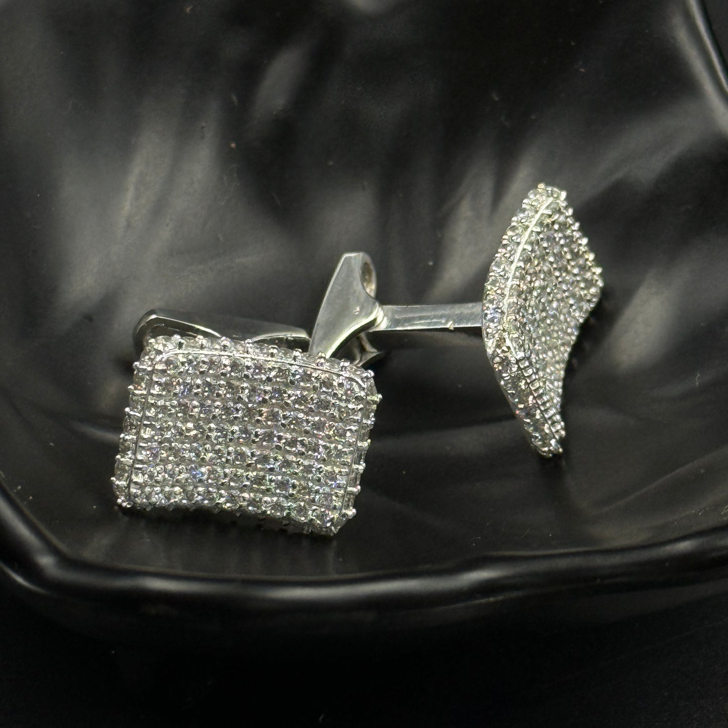 925 Sterling Silver Cufflink - White Gold Plating