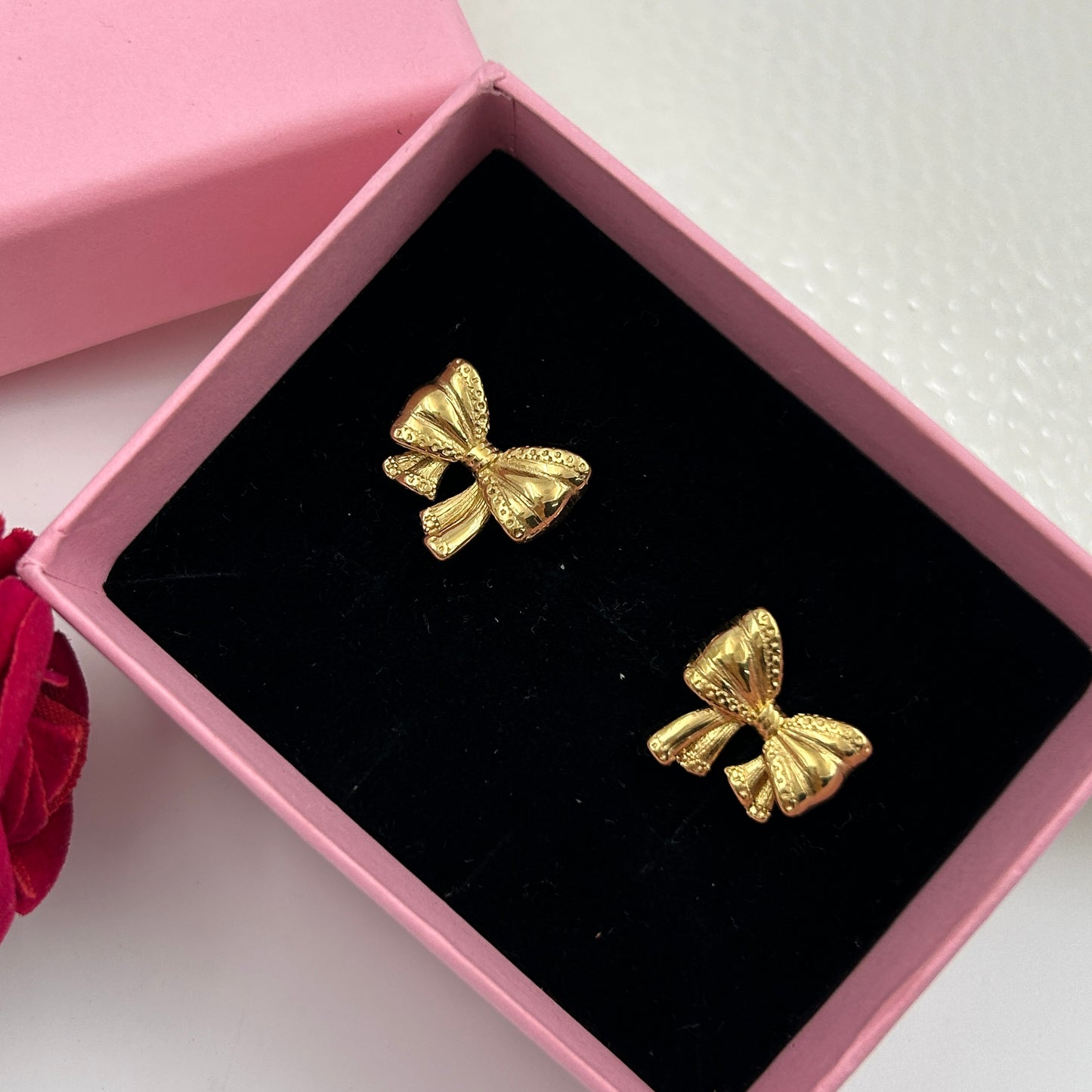 18K yellow Gold Plated Minimal BOW earrings