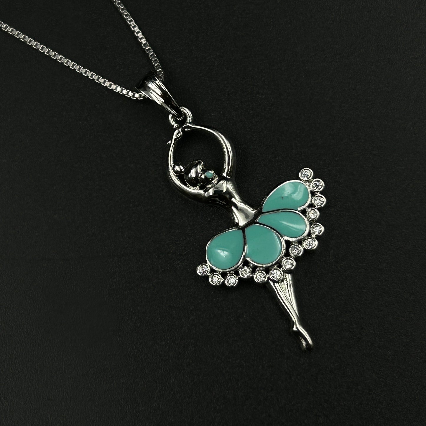 925 Silver Diamond Dancing Doll Necklace