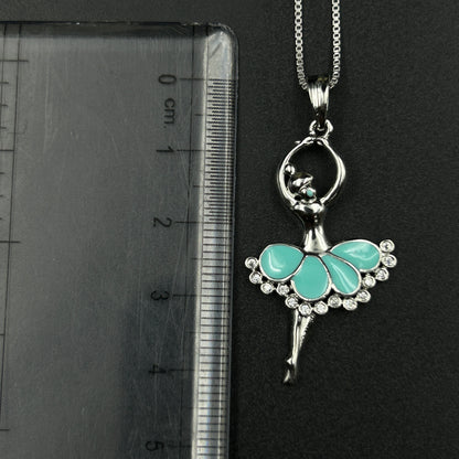 925 Silver Diamond Dancing Doll Necklace