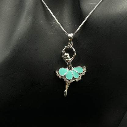 925 Silver Diamond Dancing Doll Necklace