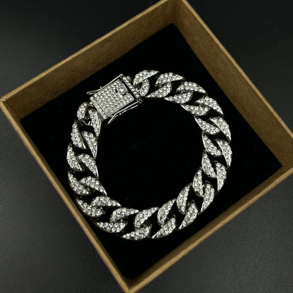 Men's Cuban Diamond Stainless Steel Bracelet