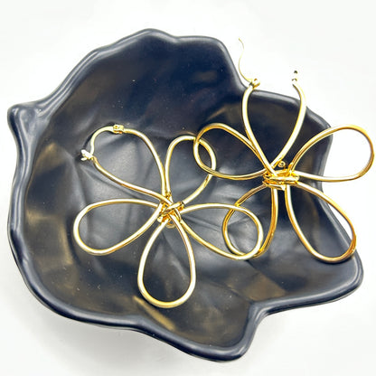 BIG FLOWER HOOP EARRING 18K White Gold Plated
