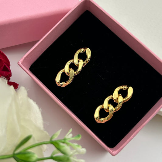 18K Yellow Gold Plated Cuban Chain Earring