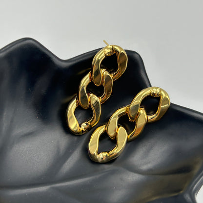 18K Yellow Gold Plated Cuban Chain Earring