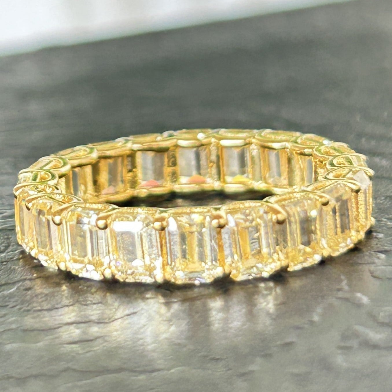 Women's Silver Band/Eternity Band - Yellow Citrine Eternity Band