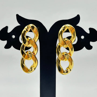 18K Yellow Gold Plated Cuban Chain Earring