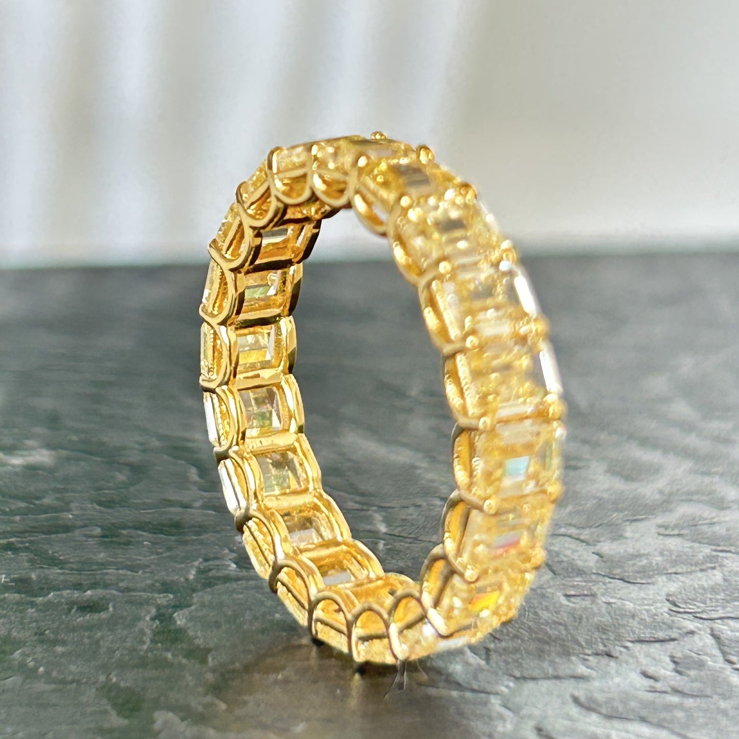 Women's Silver Band/Eternity Band - Yellow Citrine Eternity Band