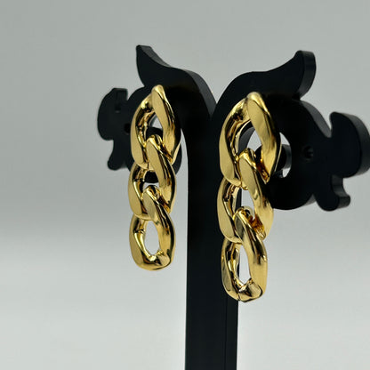 18K Yellow Gold Plated Cuban Chain Earring
