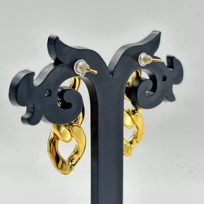 18K Yellow Gold Plated Cuban Chain Earring