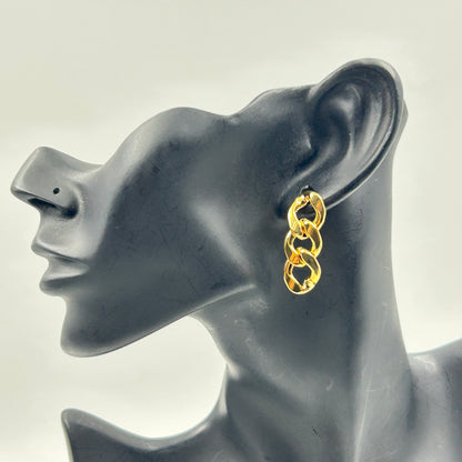 18K Yellow Gold Plated Cuban Chain Earring