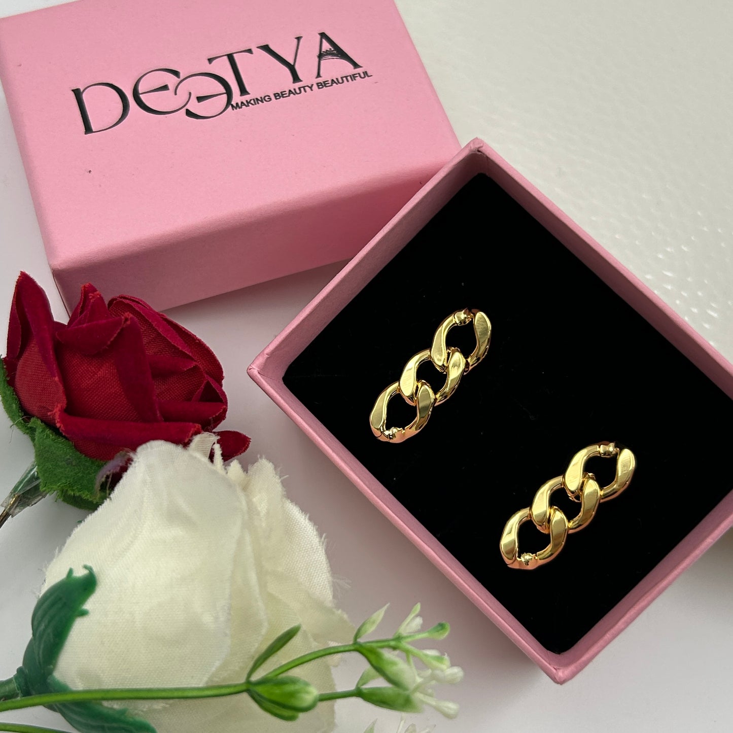 18K Yellow Gold Plated Cuban Chain Earring