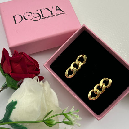 18K Yellow Gold Plated Cuban Chain Earring