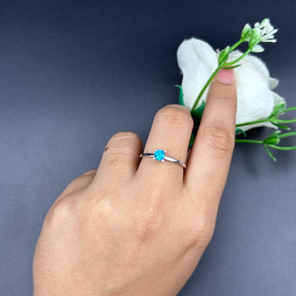 Blue Stone Minimal Ring - Pure Silver