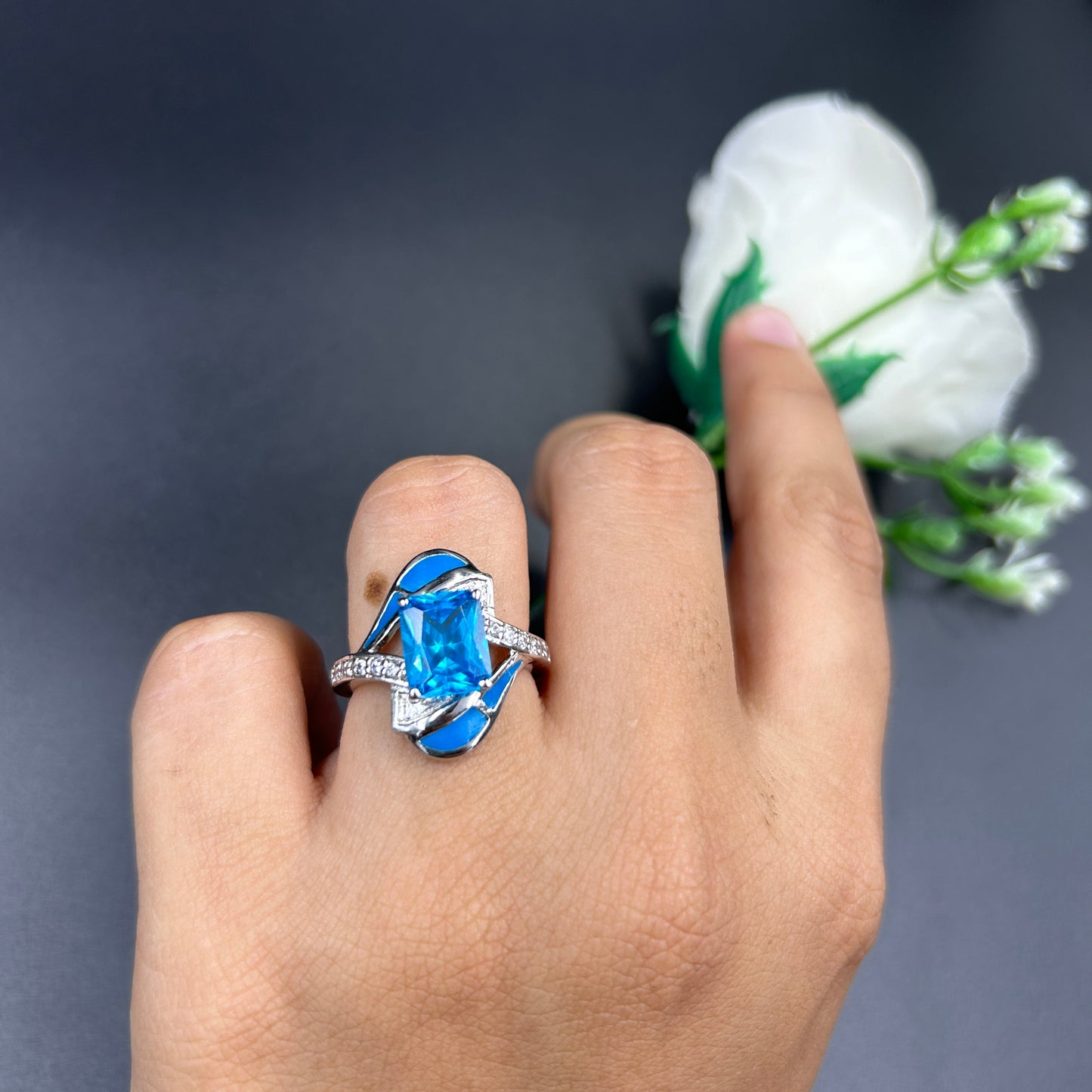 Blue Diamond Ring