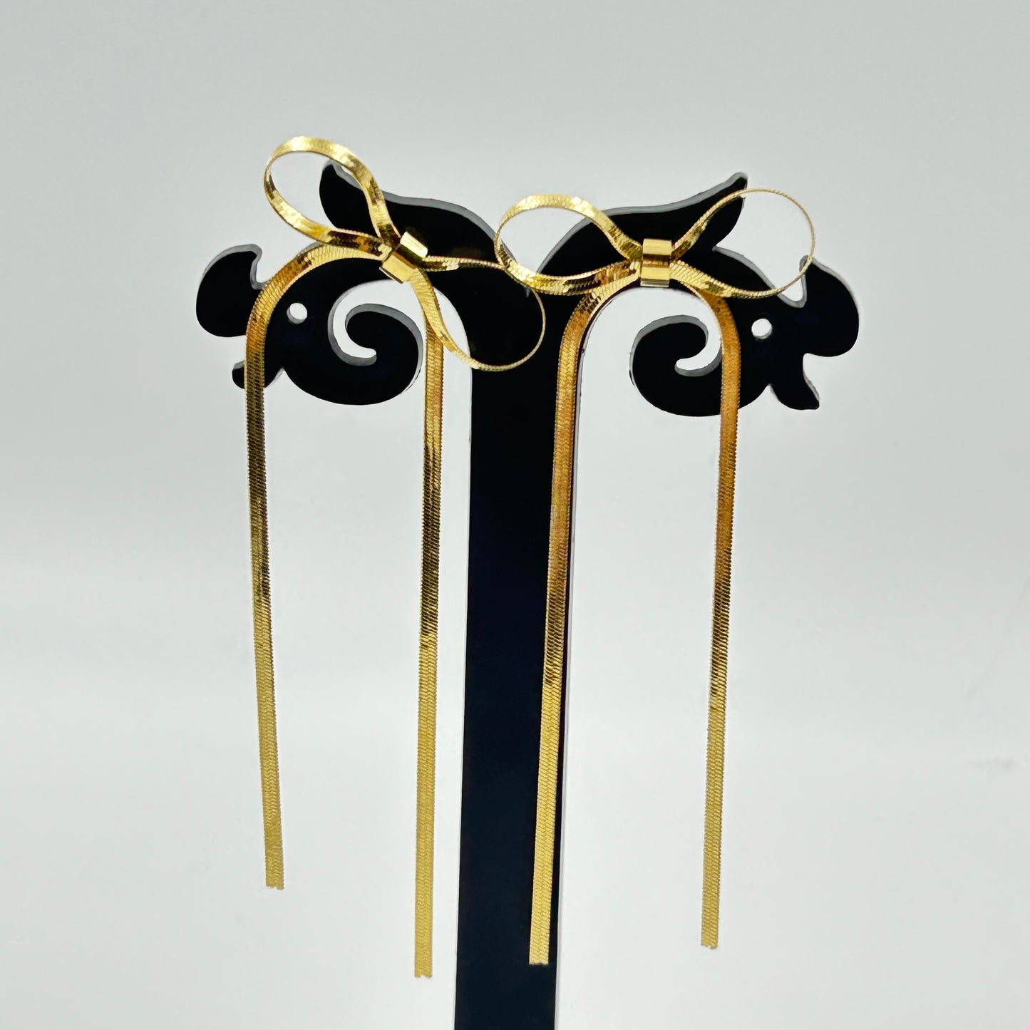 Long BOW Earrings 18K Yellow Gold Plated