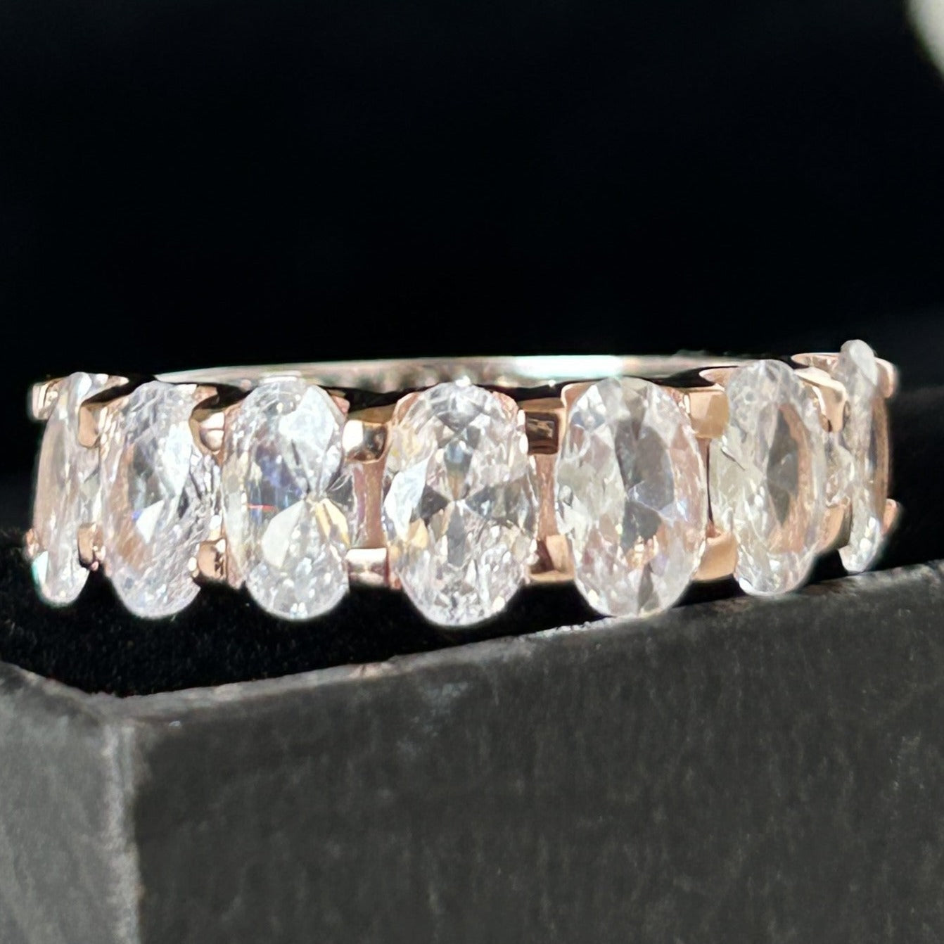 Oval Half Eternity Band/Ring - Silver Band Two Tone