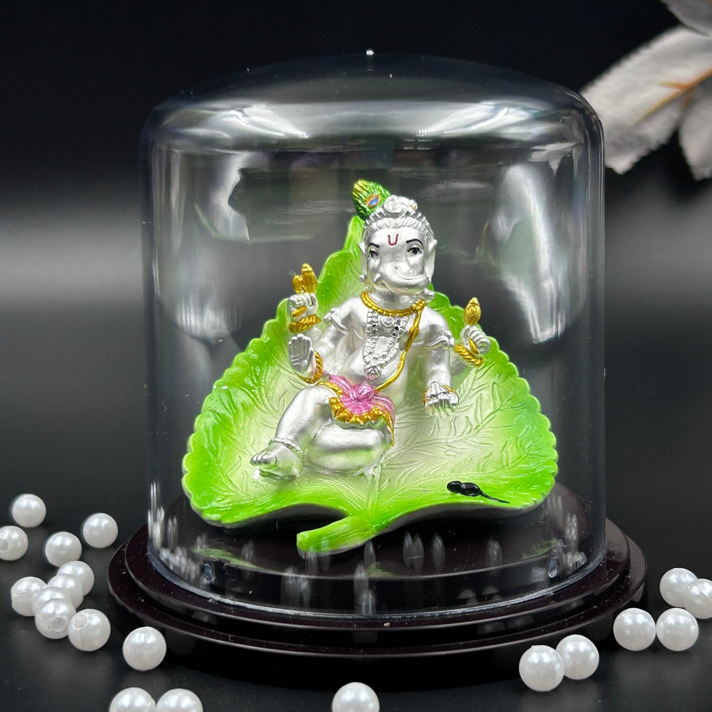 Leaf Ganesh Pure 999 Silver Murti