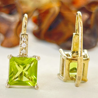 Green Peridot Earring - Silver Ziricon Earring