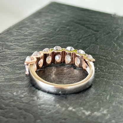 Oval Half Eternity Band/Ring - Silver Band Two Tone