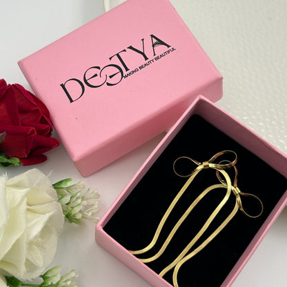 Long BOW Earrings 18K Yellow Gold Plated