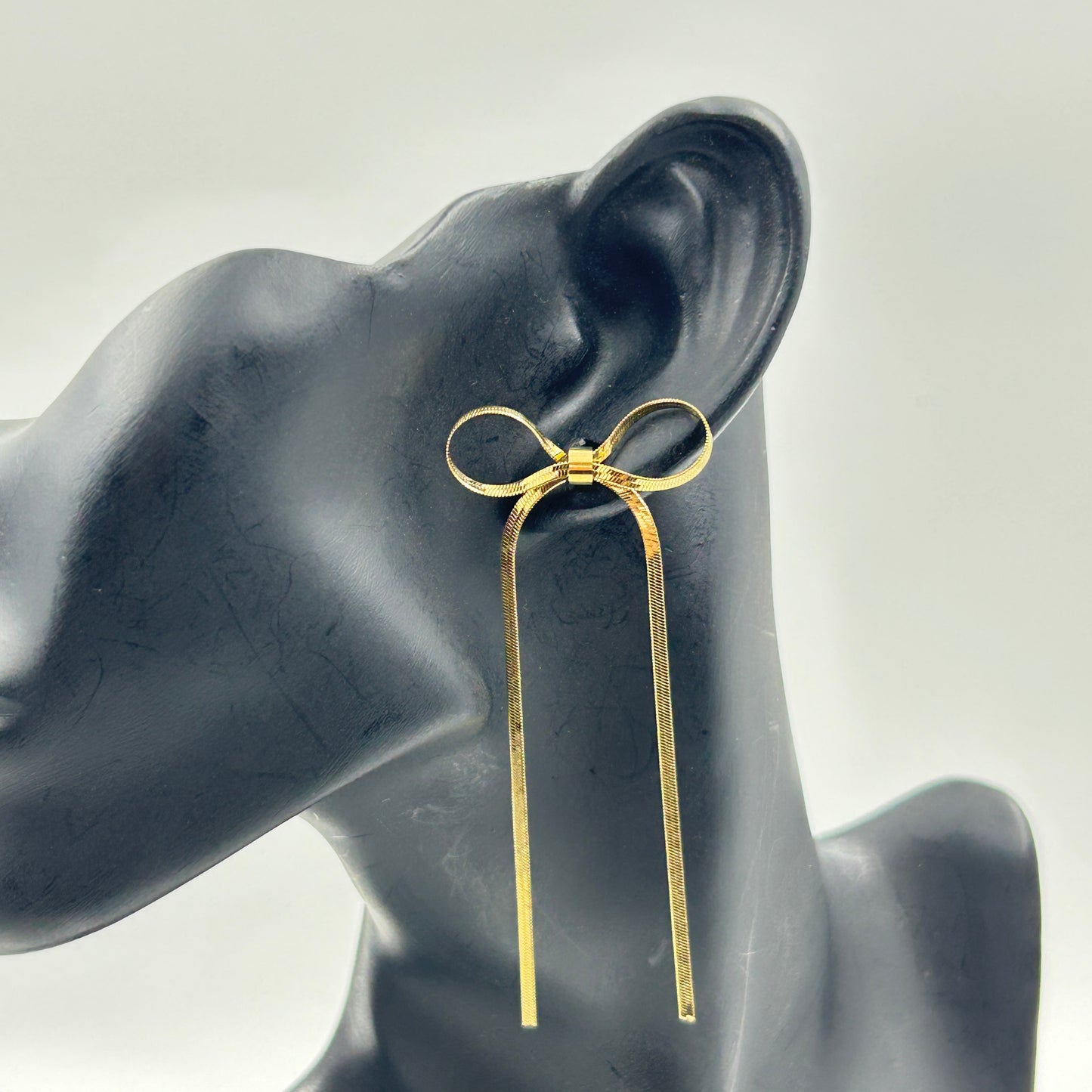 Long BOW Earrings 18K Yellow Gold Plated