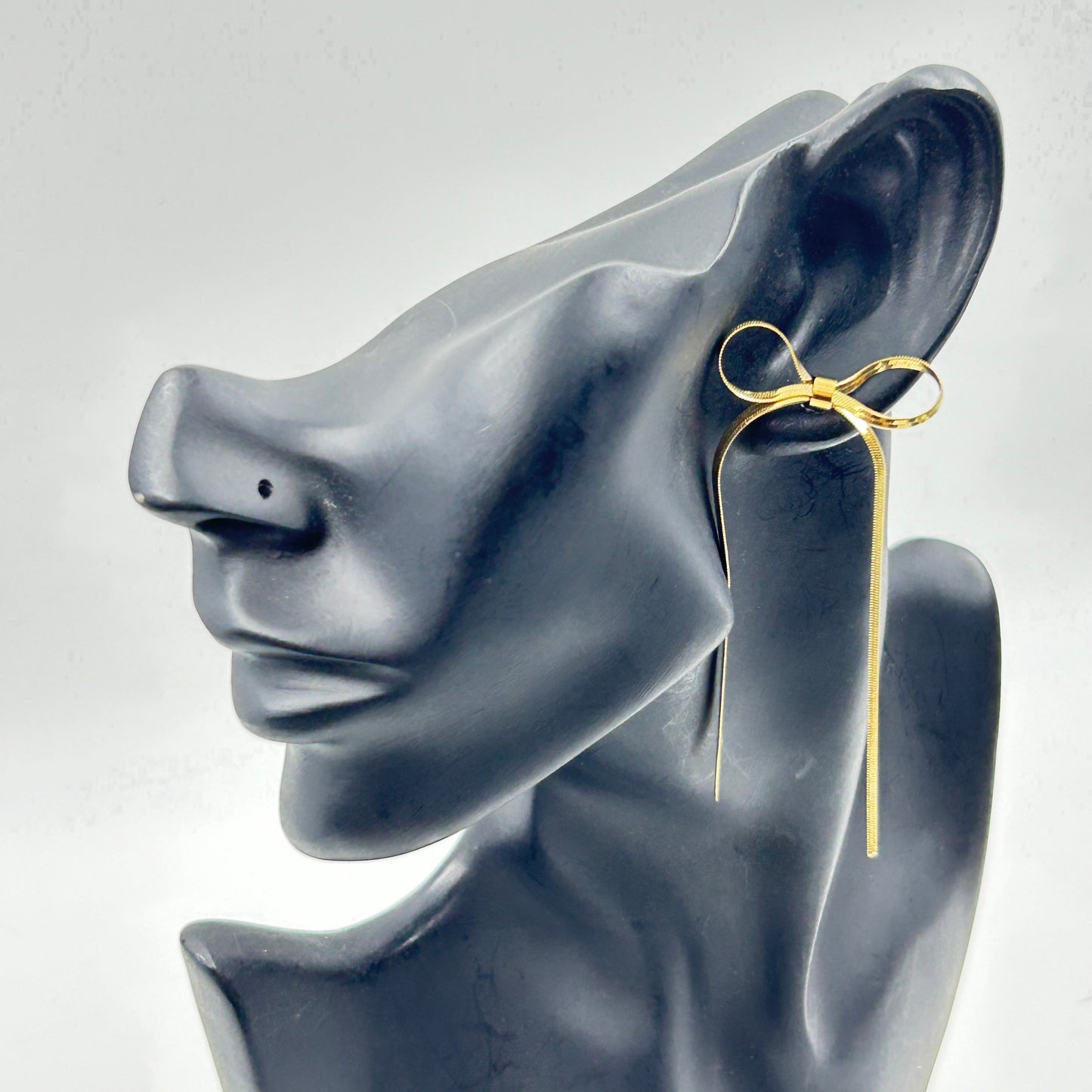 Long BOW Earrings 18K Yellow Gold Plated