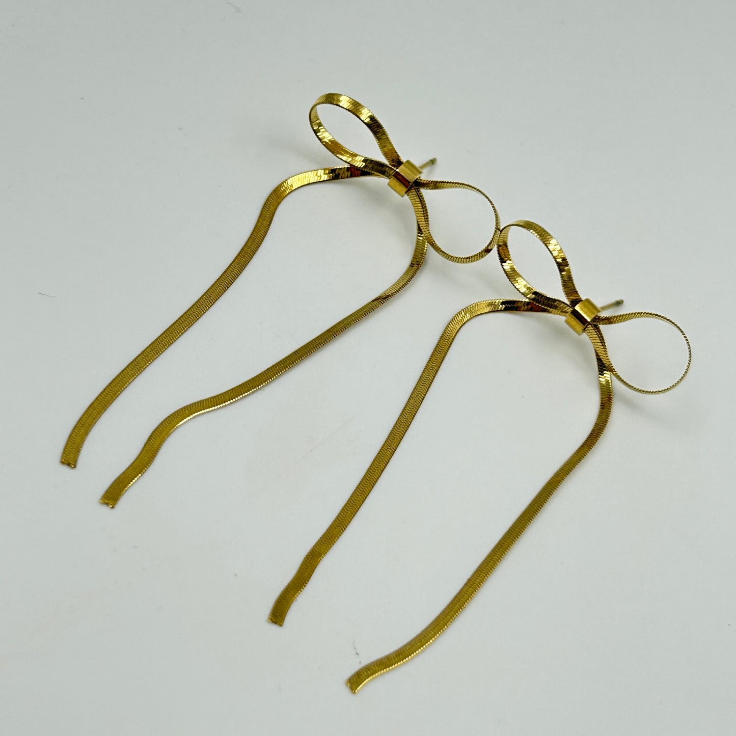 Long BOW Earrings 18K Yellow Gold Plated