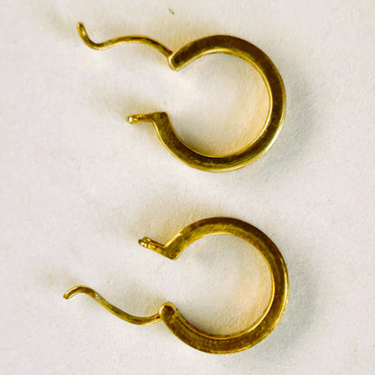 Yellow Gold Bali Earring- Silver Hoops