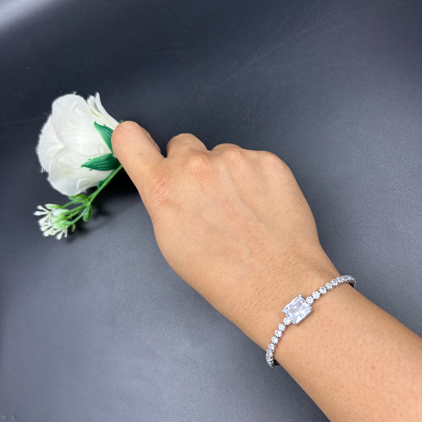 Diamond 18k White Gold Plated Bracelet