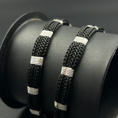 Women's Silver Anklet - Black Thread Anklet