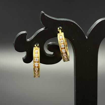 Yellow Gold Bali Earring- Silver Hoops