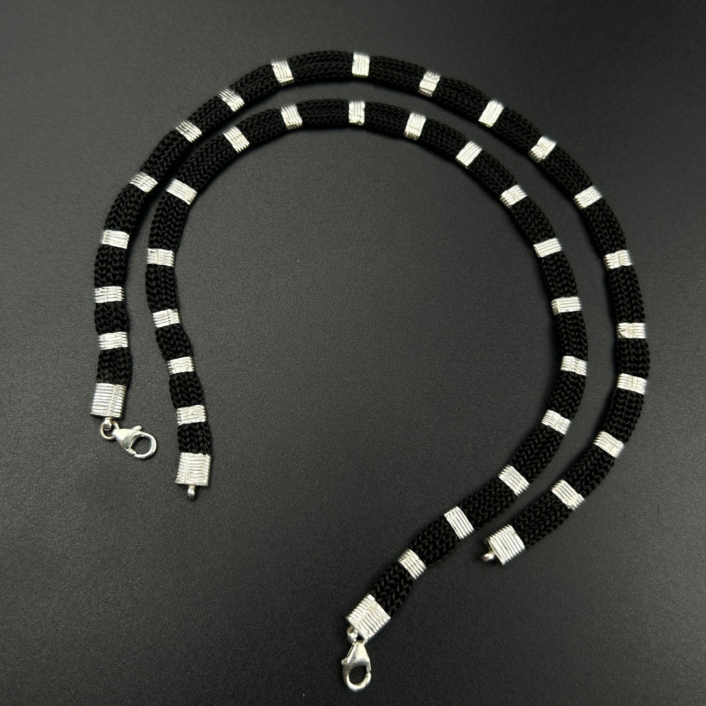 Women's Silver Anklet - Black Thread Anklet