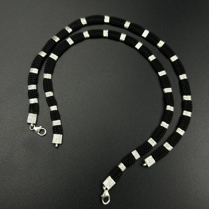 Women's Silver Anklet - Black Thread Anklet