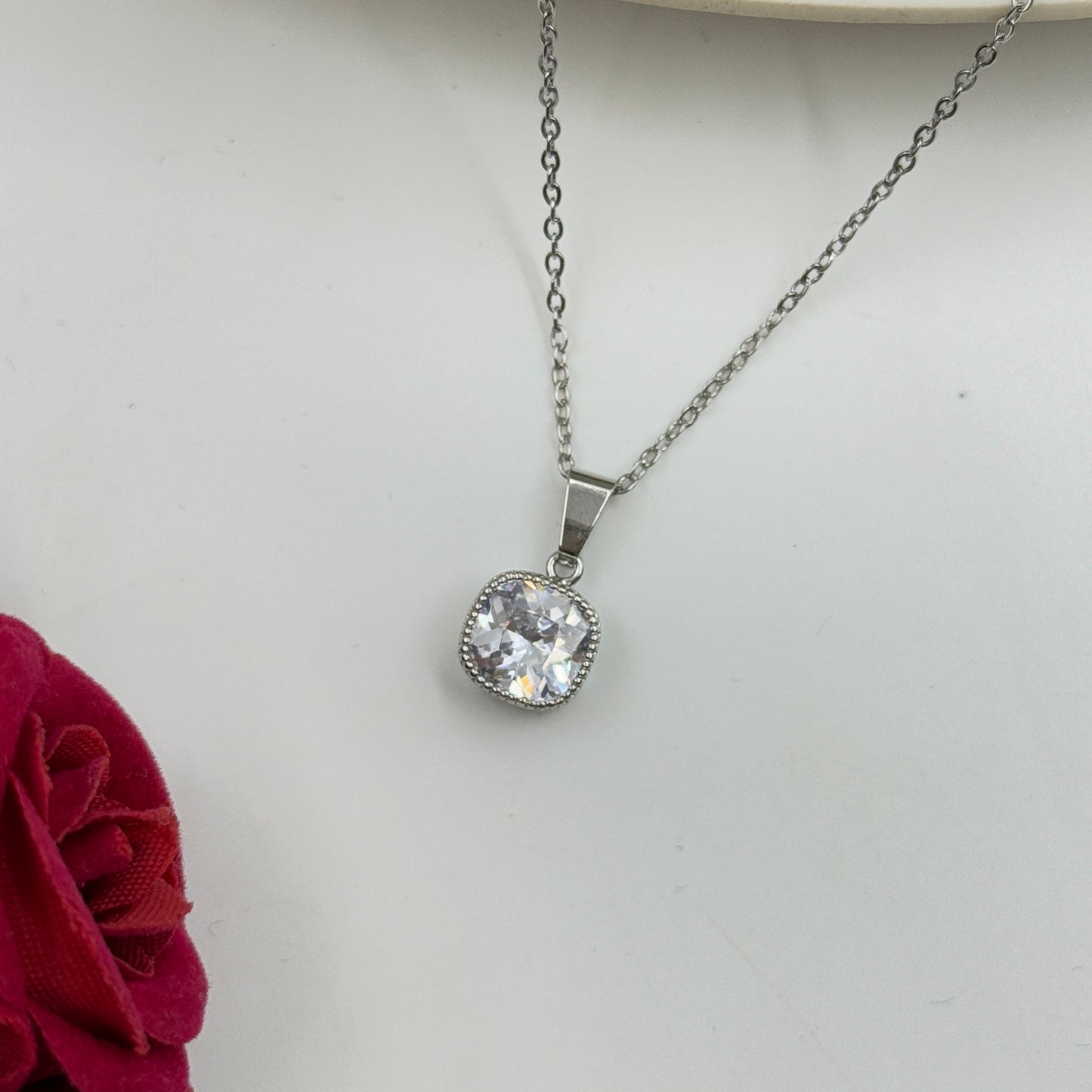 18k Gold Plated Women's Minimal Pendant Cushion